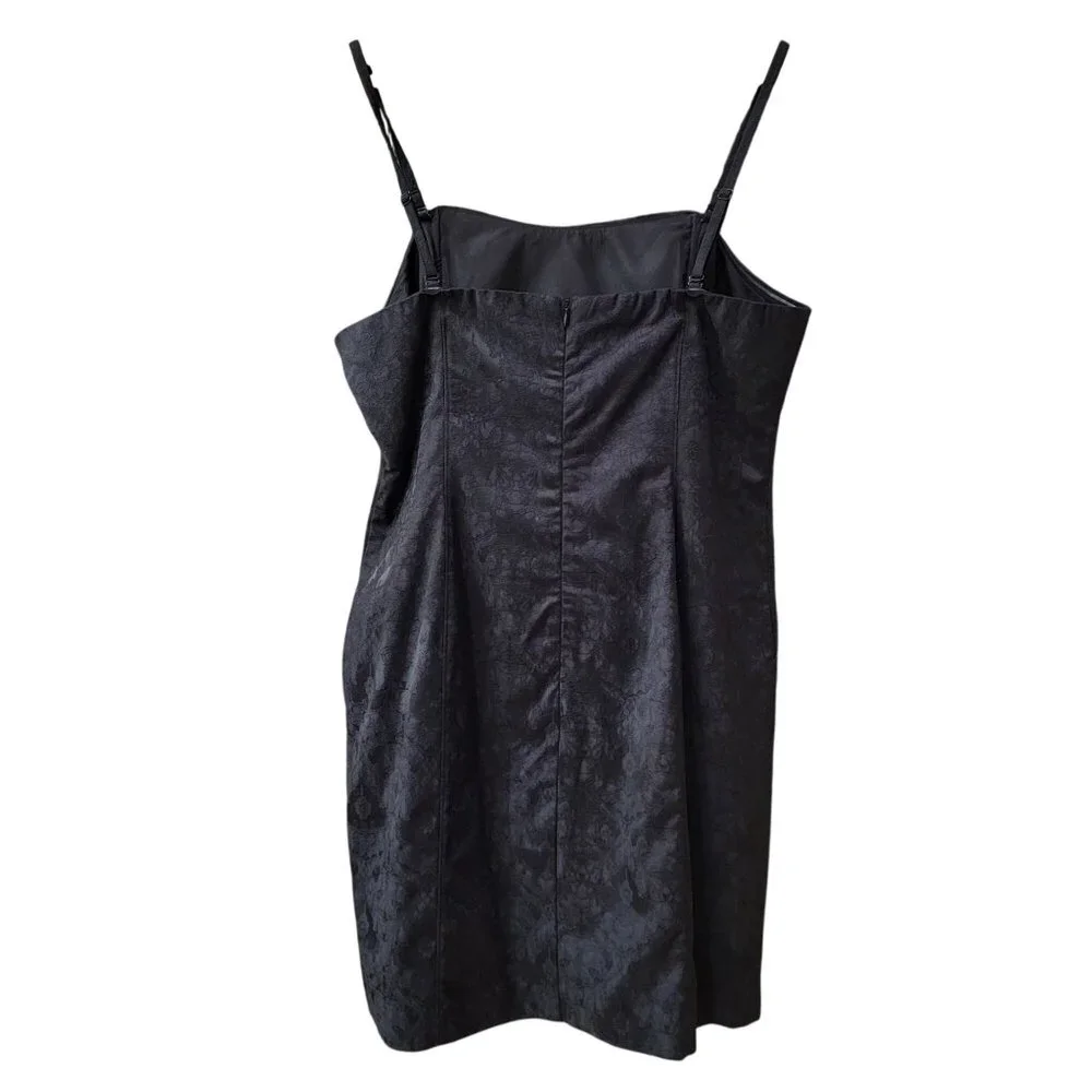 Nicole By Nicole Miller Black Jacquard Sleeveless Dress With Adjustable Straps S - Picture 2 of 6